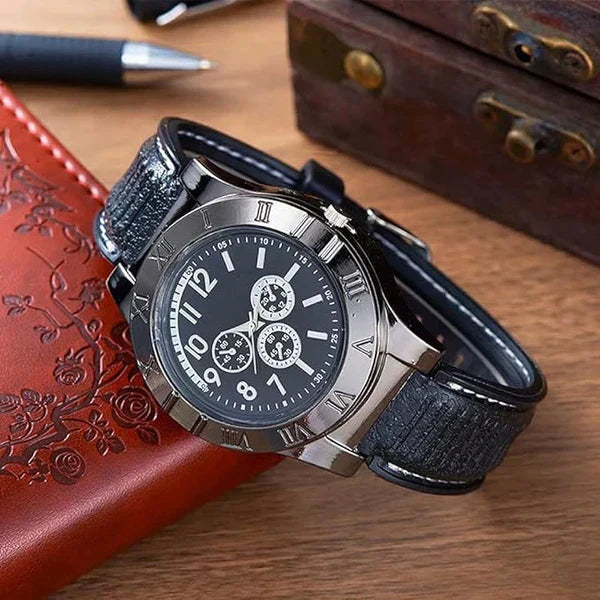Souqly™Men's Military USB Lighter Watch